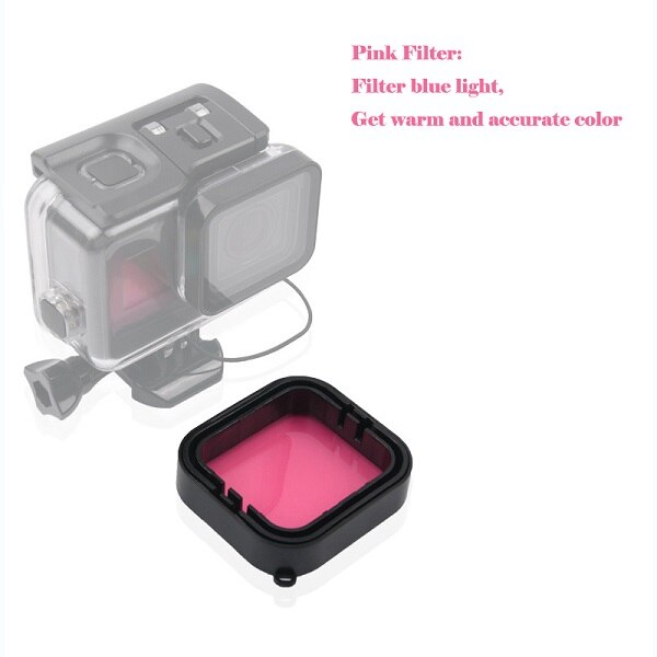 Pour GoPro Hero 7 5 Hero 6 accessoires sous-marin lentille de plongée UV couleur filtre ensemble pour Go Pro HERO5 HERO6 noir boîtier fixe: Rose