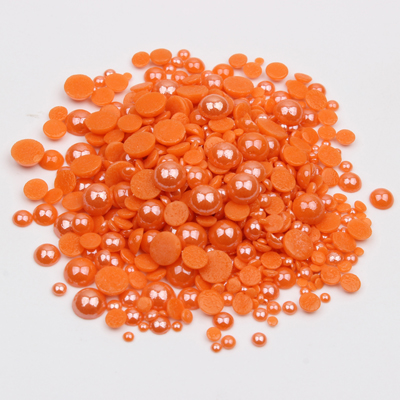 1000 stk/parti hvid/sort mix størrelser keramiske perler halvrund flatback perle 2mm-6mm blandet til diy lim nail art beklædningsgenstand: Orange