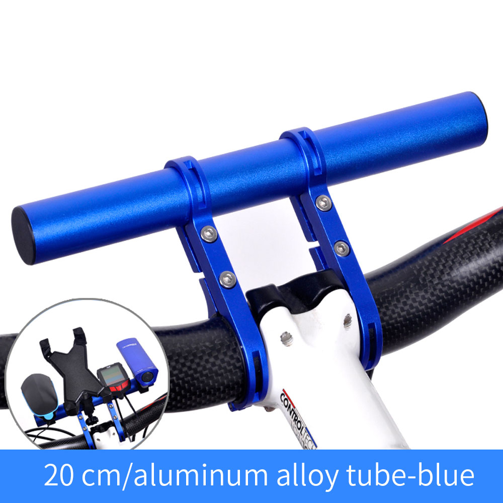 20CM Bike Handlebar Extender MTB Bicycle Bracket Bike Stem Tube Extension For Speedometer Headlight Phone Rack Light Lamp Holder: Double-Blue