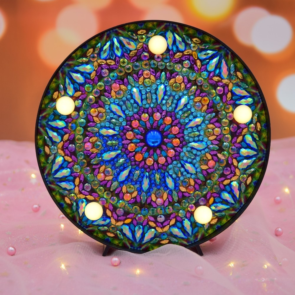 HUACAN lampe à peindre en diamant pour enfants | Bricolage, lampe mosaïque en diamant avec motif Mandala broderie diamant, de dessin animé, de noël pour enfants: ZXD007