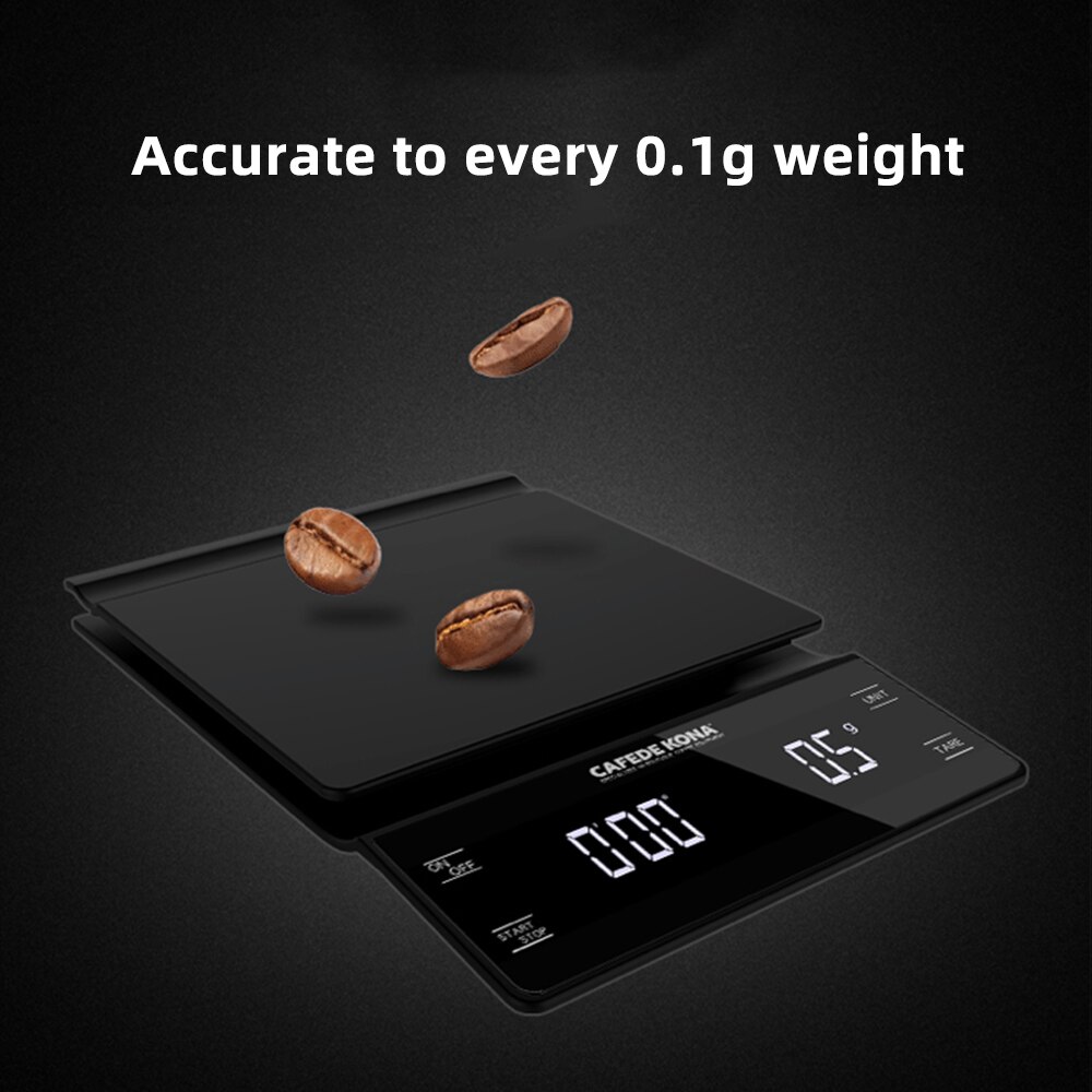 3kg/0.1g smarte dryppkaffevekter med tidtaker bærbar elektronisk digital kjøkkenvekt med høy presisjon lcd kaffekannevekt