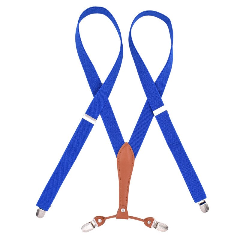 2.5cm Wide X-Shape Trouser Pants Suspenders Braces 4 Clips for Adult Women Men Boy Girl Wedding Party Event-Black Blue Red