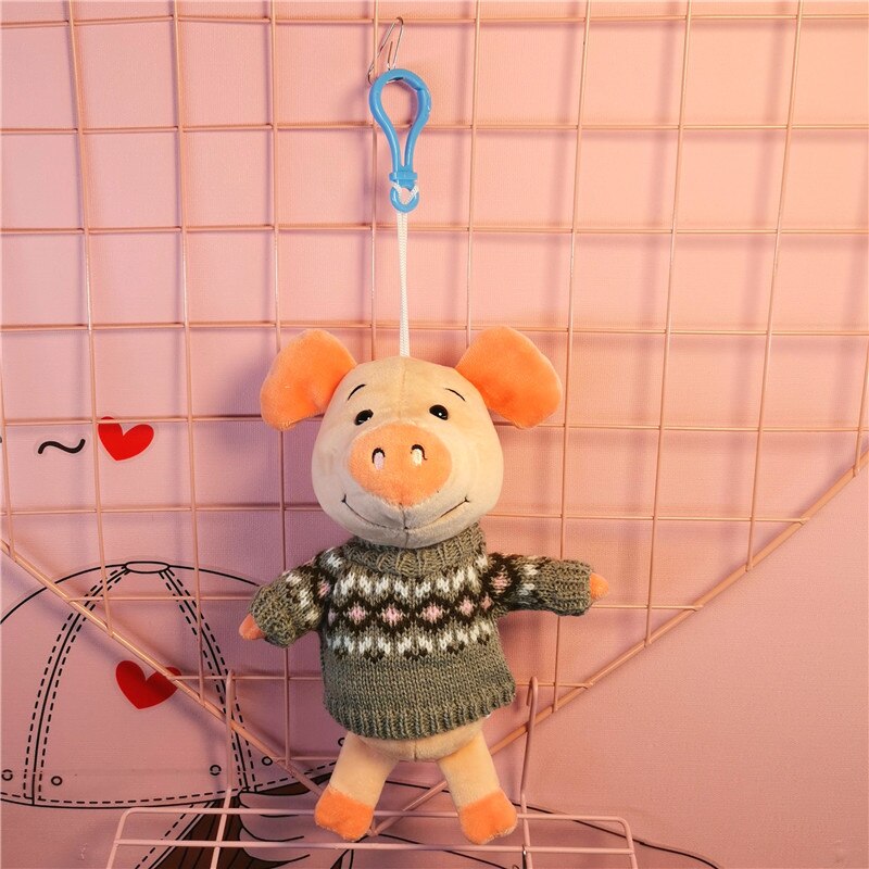 Net red cute Star same style pig pendant car keychain plush bag baby bed decoration soft Soothing doll christmase: green Sweater20cmpig