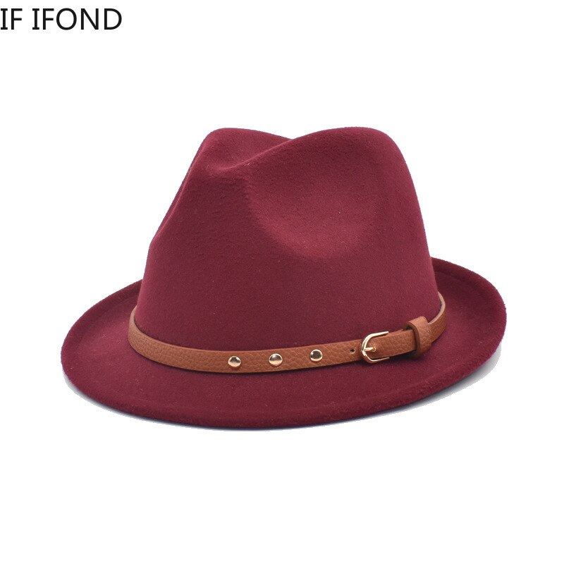 Casquette de Jazz pour homme, chapeau solide, Vintage, en feutre, collection automne et hiver