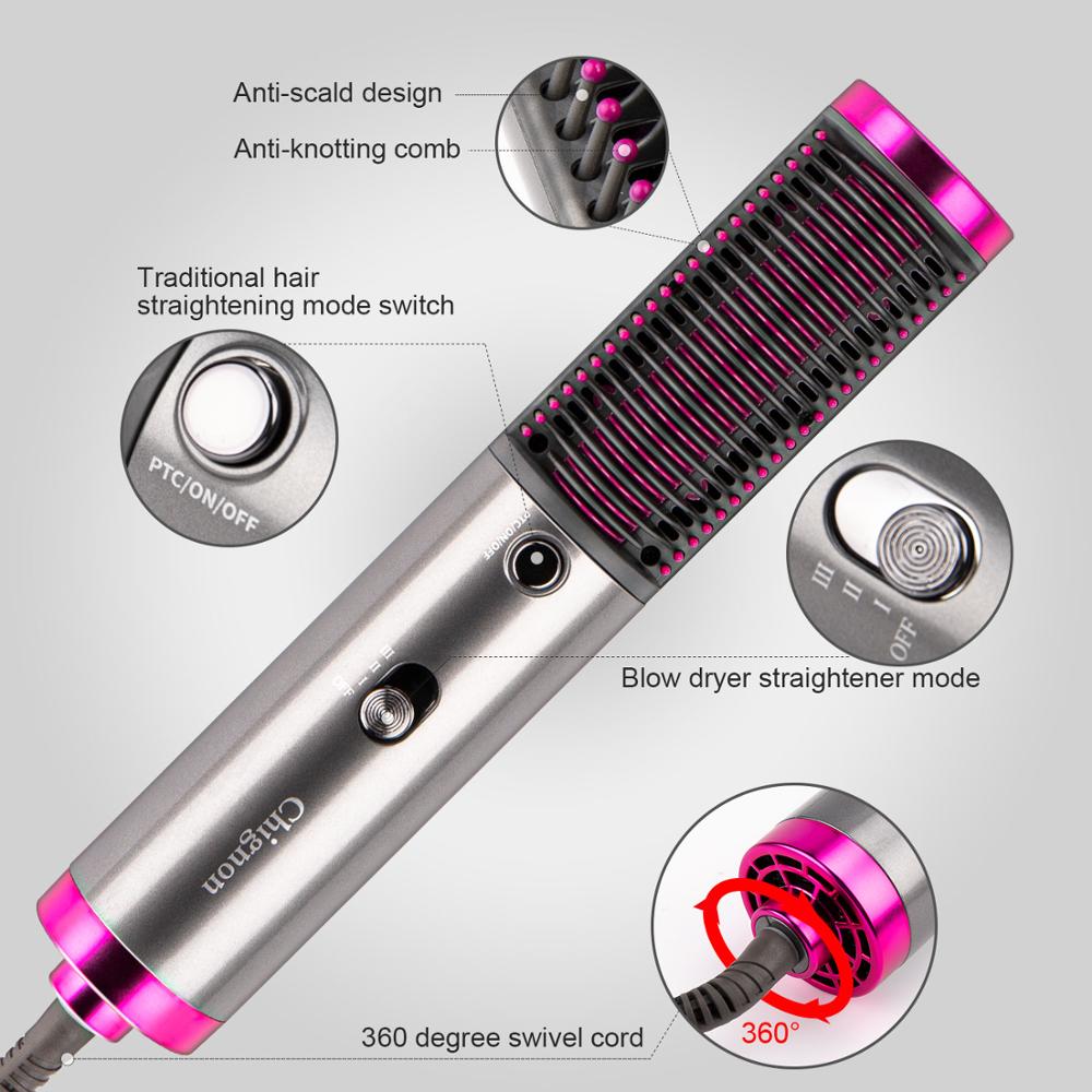 One Step Hair Dryer Brush Negative Ion Hair Straightener Titanium Heating Curler Comb Fast Electric Blow Dryer Styling Tool