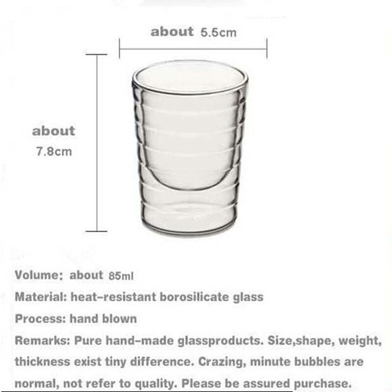 1pcs Nespresso Double Wall Coffee Glass Mug CupAfter Tea Drinking Cup 85ml 150ml 350ml Kitchen Dining Bar Wine Glass Glass Drink