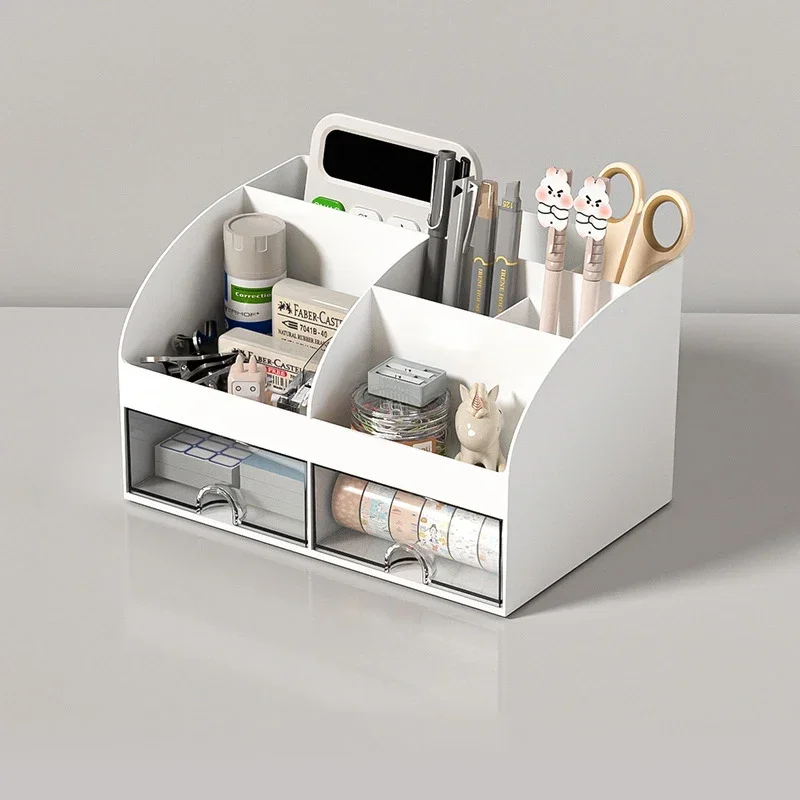Schreibtisch-Schublade, Aufbewahrungsbox, stapelbar, staubdicht, Bürobedarf, Schreibtisch-Organizer für Studenten, Schreibwarenhalter, Bürobedarf: Orange