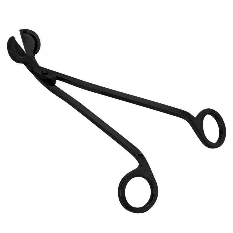 Puoliympyrän muotoinen pinnoite ruostumaton teräs kynttilä sydän kynttilä klipsi trimmeri sakset työkalu kotitalous kynttilä sakset: Musta