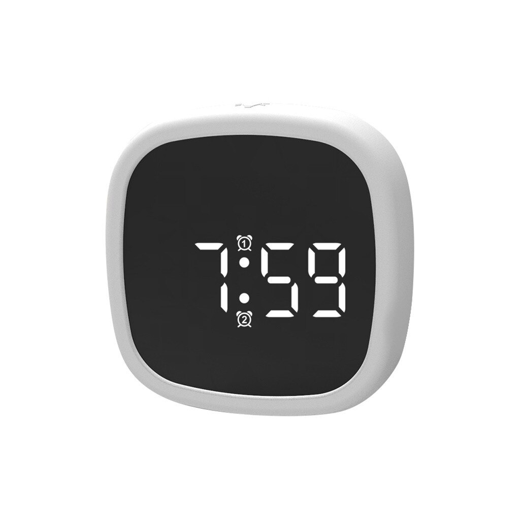 Led alarme colock voz-ativado digital mesa gadget digital alarme termômetro noite brilhante led relógio de mesa eletrônico: white