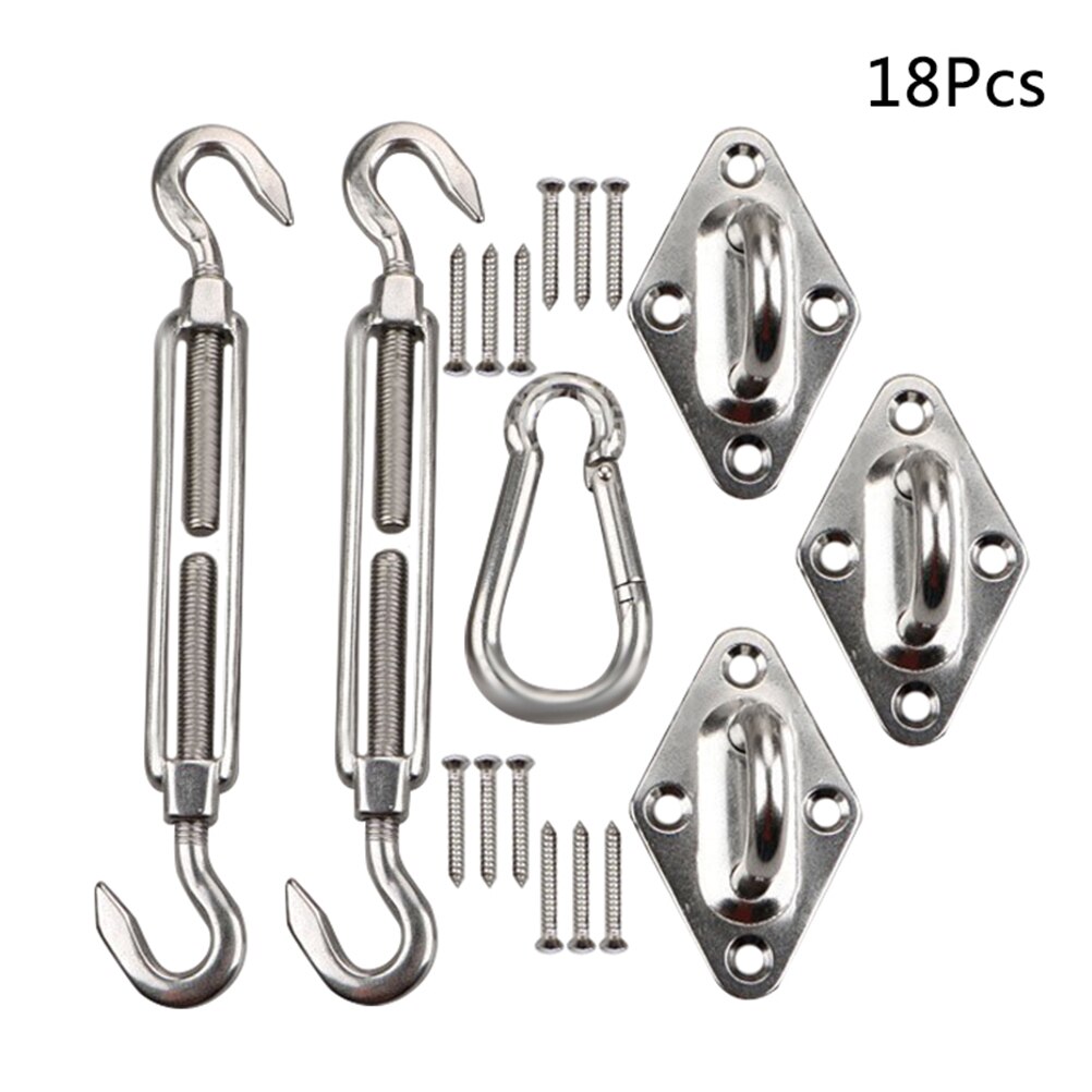 18 st fixeringssats för solsegel i rostfritt stål trädgårdssolskydd tillbehörssats för segelfäste