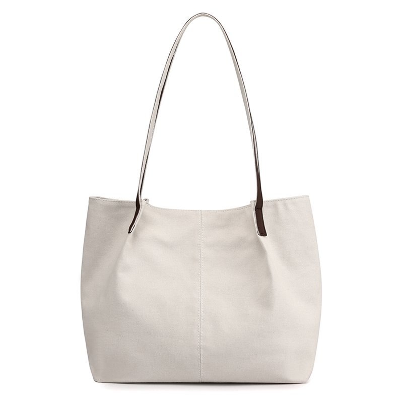 Oude Tang Casual Grote Capaciteit Canvas Tassen Voor Vrouwen Eenvoud Vrouwelijke Schouder Draagbare Tas Bolsas: Creamy-white