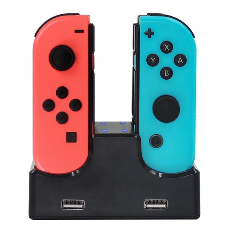 Vierfach-ladegerät für gamecontroller der switch mit ladestation und 4 led-anzeigen, ladeständer