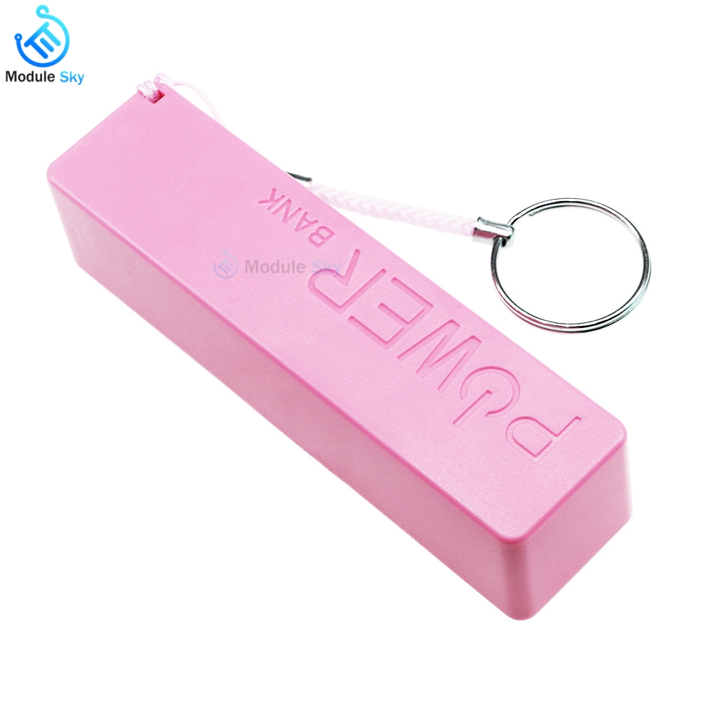 Caixa de armazenamento de bateria 18650 power bank caso caixa titular leva com 1 slots para detector de metais usb power soporte organizador celular: Rosa