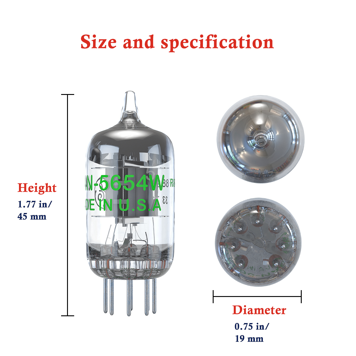Fosi Audio 2Pcs 5654W Vacuum Tubes 7-Pin Upgrade for 6AK5 6J1 6J1P EF95 Pairing Tubes For Audio Amplifier