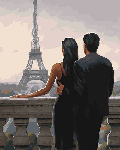 Bricolage Paris tour photo acrylique peinture par numéros sur toile encadrée mur photos Art pour salon décoration de la maison: PH9471 / 40X50CM  DIY Frame