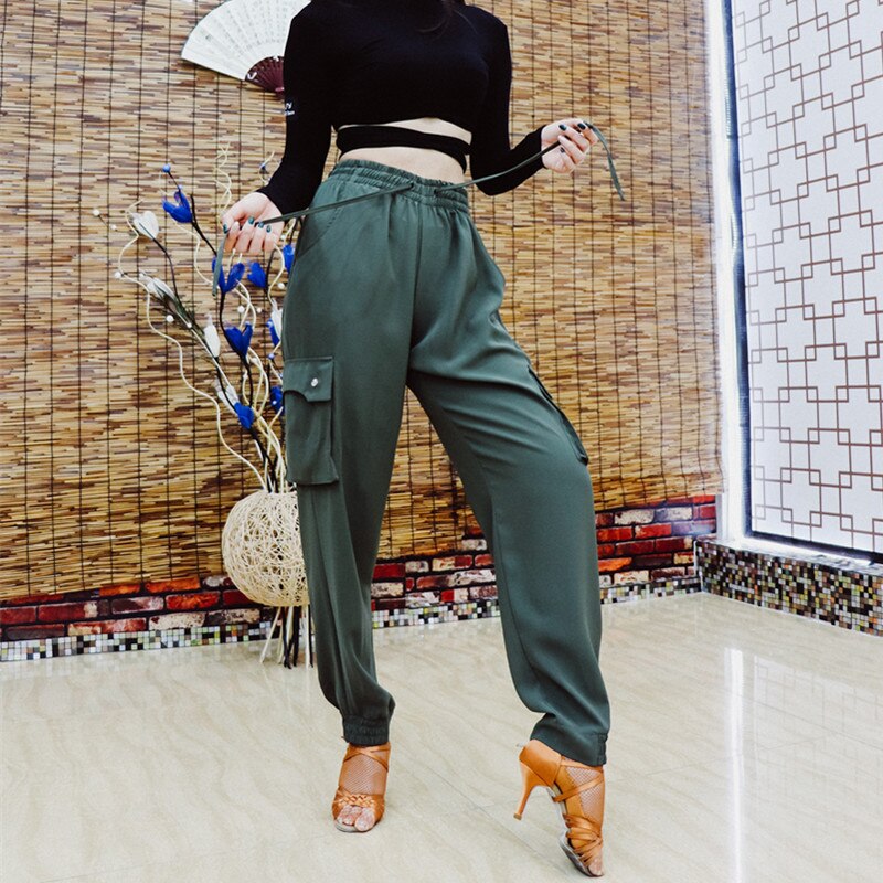 Mannen En Vrouwen Latin Dansen Broek Rechte Dark Green Leggings Moderne Ballroom Broek Latin Dance Praktijk Training Broek 1660