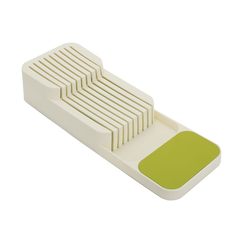 Kitchen Cutlery Storage Box Plastic Tray Knife Holder Tableware Organizer Spoon Fork Divider Container Knife Block Holder: Knife Holder White