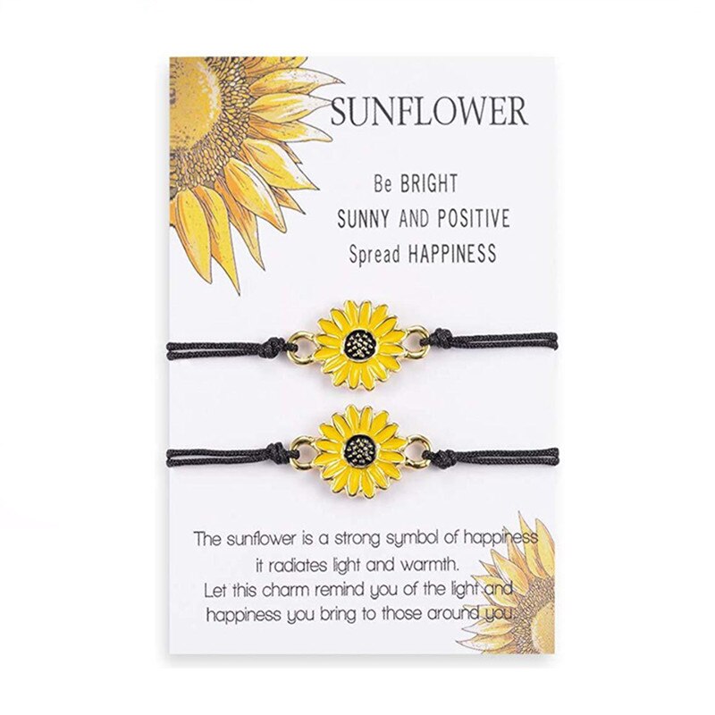 Sonnenblumen Wünschen Armbinde Wachs Baumwolle Schnur Sonnenblumen Charme Surfen Armbinde Für Frauen Männer Sommer Freundschaft Strand Armbinde: weiß Card