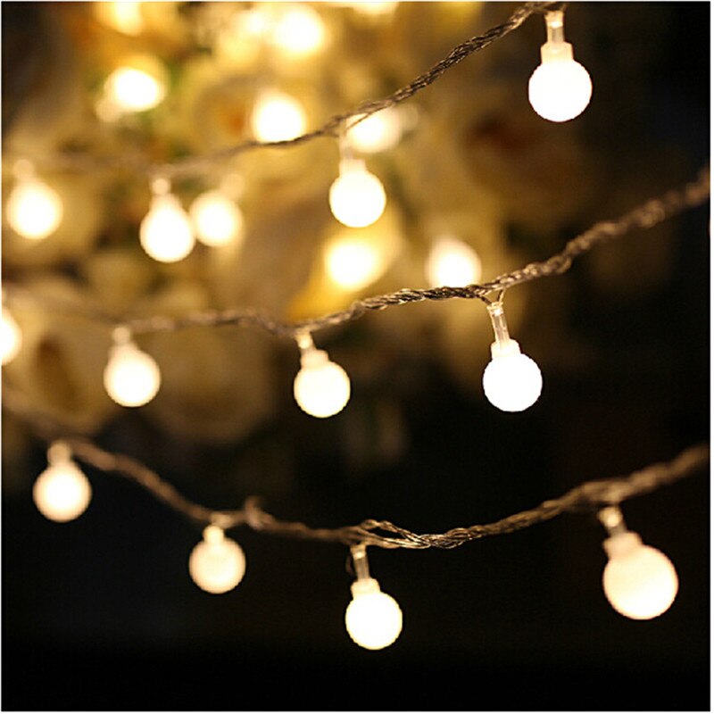 10m/5m fairy girlander led boll string lampor chrismtas glödlampa fairy string dekorativa lampor för bröllopsfest dekoration: Varm vit / 5m 220v eu-kontakt