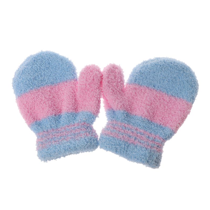 Cute Infant Baby Kid Boys Girls Warm Winter Gloves Toddler Knit Rainbow Mittens nice: Sky Blue