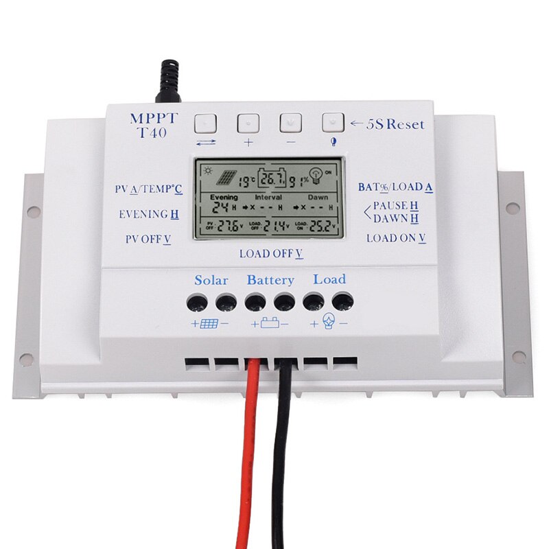 MPPT T40 40A Solar Laderegler 12V/24V – Mit LCD Display & Last-Timer | Intelligenter Solarlader Für Straßenlaternen & Inselanlagen