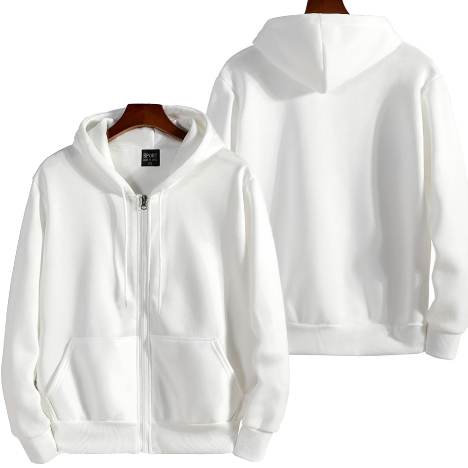 Sudadera con capucha y cremallera para hombre y mujer, ropa deportiva informal de manga larga, color liso, a la , , otoño e invierno, novedad de 2023: XXXL / Blanco
