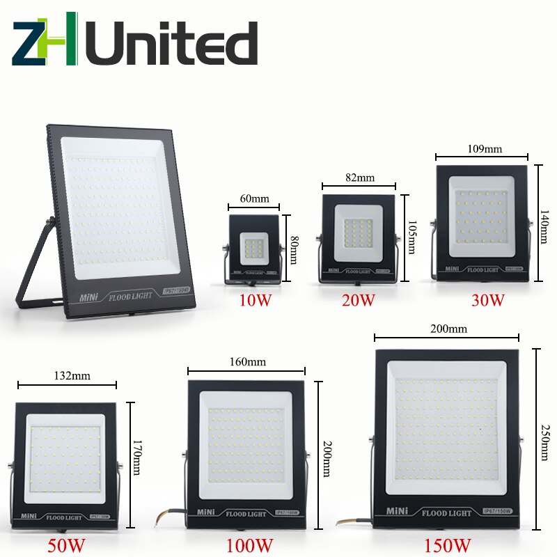 MiNi Spot light 200W 220v Flood Light LED Tempered glass Waterproof IP67 Thinnest Flood Lamp For Square 10W 20W 30W 50W 100W
