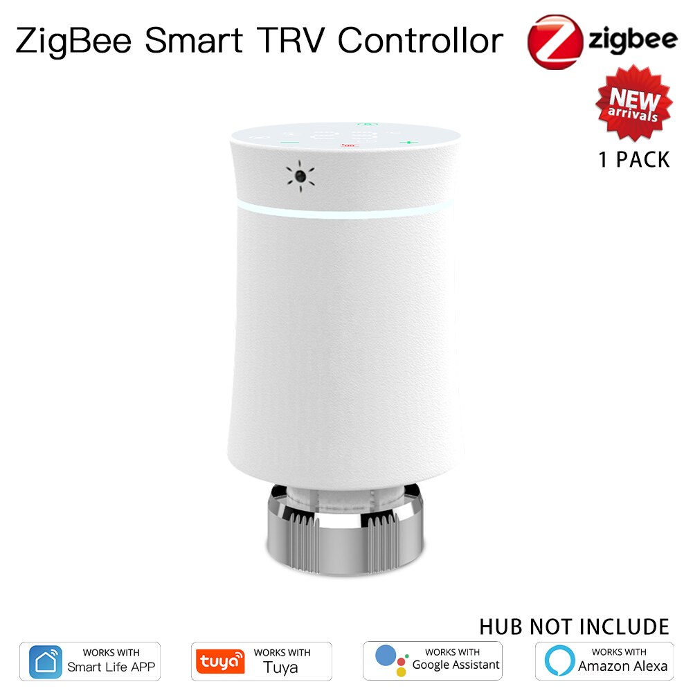 MoesHouse-Termostato ZigBee para radiador Tuya, controlador de temperatura inteligente programable TRV, válvula actuadora, control por voz con Alexa,: option 1