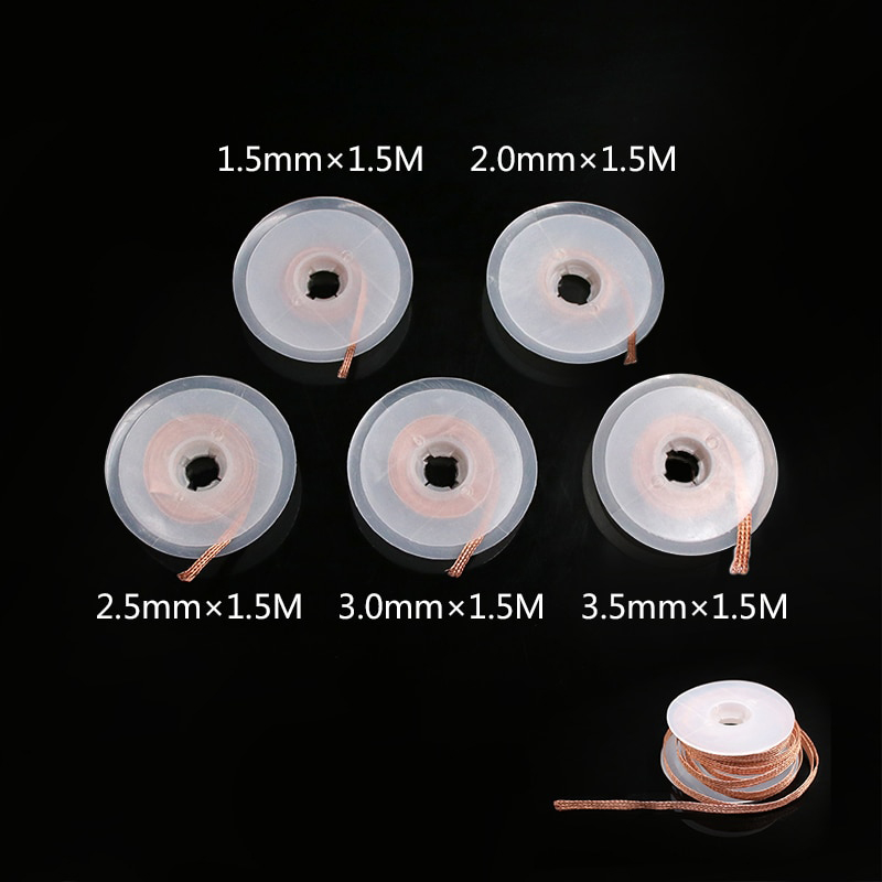 1mm-2.5mm-4mm 1,5 M 3M trenza para desoldar removedor de soldadura alambre de mecha soldadura estaño Cable con ventosa Cable de plomo herramienta de reparación de flujo AN