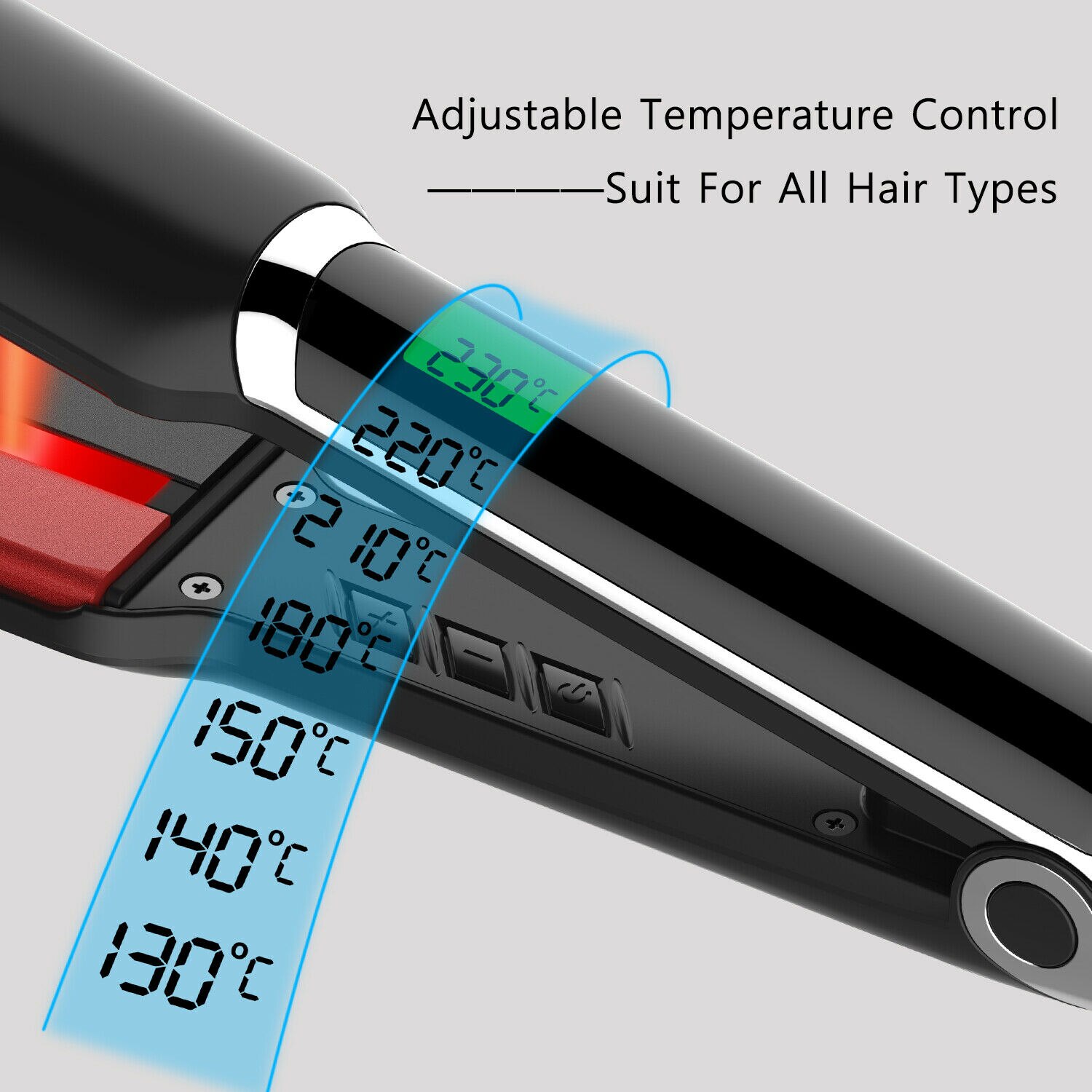Ocaliss Professionelle Titan Haarglätter RM-83 Einstellbare Temperatur mit Digital LCD Anzeige 100-240V 30er Wärme hoch