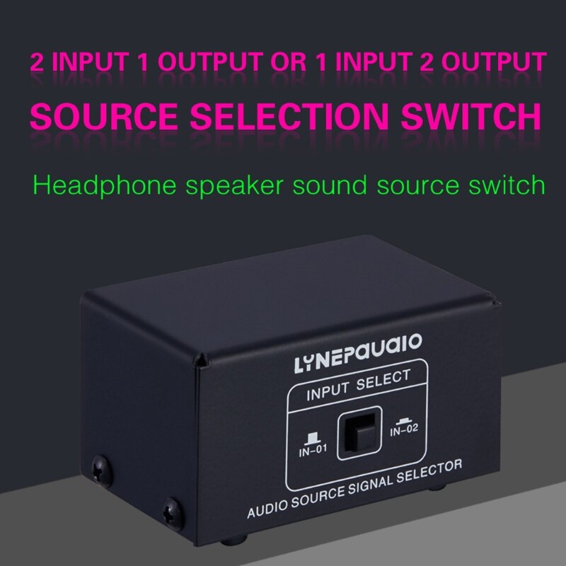 H052 Audio Switcher Box 2 Input 1 Output / 1 Input 2 Out Bidirectional Switching Splitter for Phone Laptop Headphone