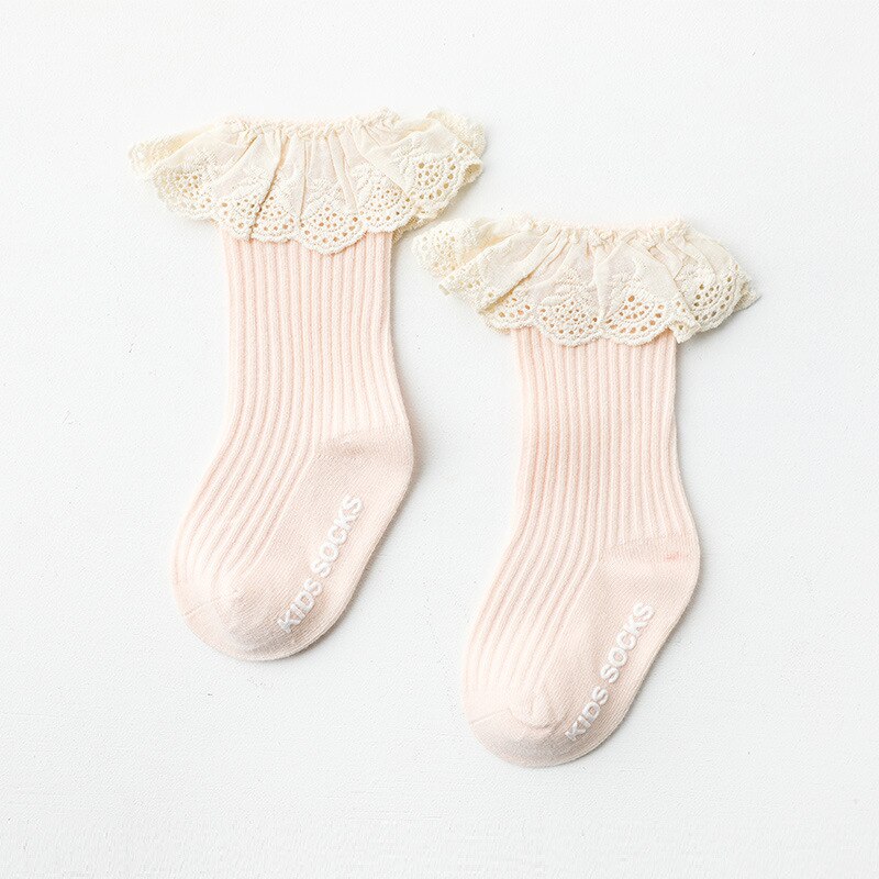 Bebé Calcetines para niños y niñas hasta la rodilla largo suave de encaje de algodón de los niños del bebé calcetines bebé niña calcetines de 0 a 3 años/: Pink / M (1-3Years)