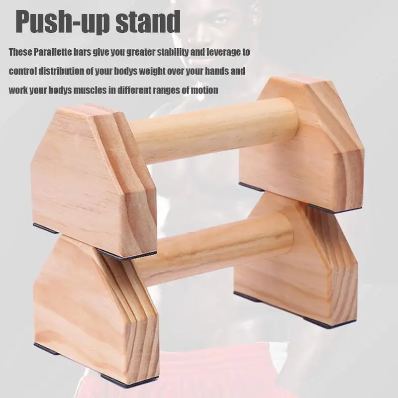 Supporto per flessioni sbarra per flessioni in legno Esercizio Parallette antiscivolo Maniglia Supporti Calisthenics Attrezzature per il fitness Allenamento della forza a casa