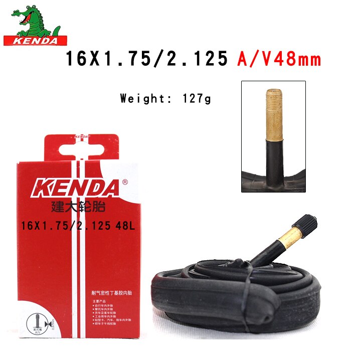Kenda Bicycle Inner Tube 14 16 18 inch 1.5-1.75 1.75-2.125 AV FV BMX foldable Bike Tire Cycling rubber Tire Rubber Tube Parts: 16X1.75-2.125 AV48mm