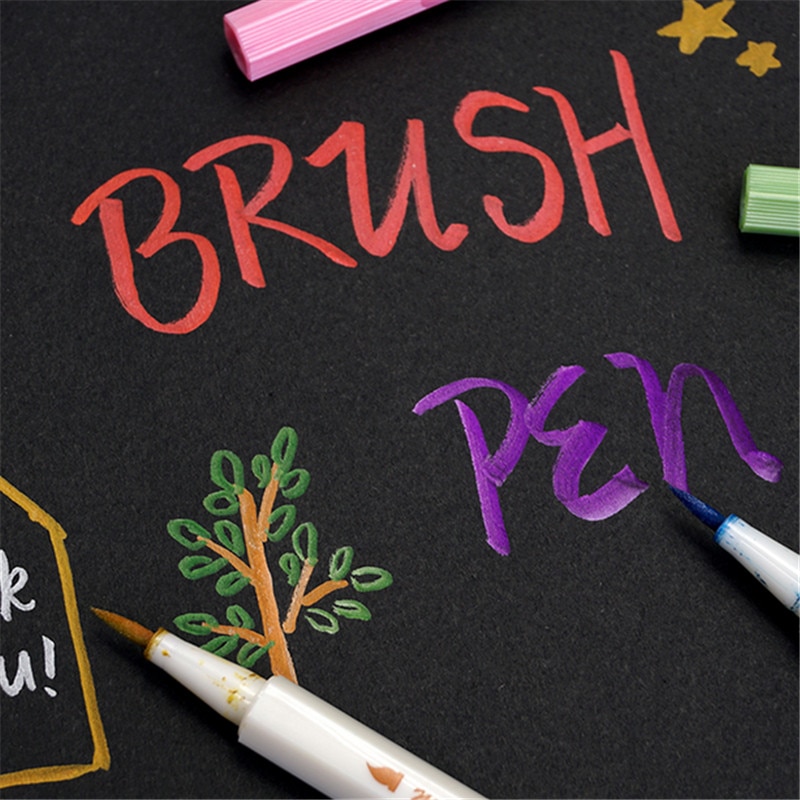 Luxe Metallic Colour Brush pen Art Marker Pen Tekening pennen student School Kantoorbenodigdheden
