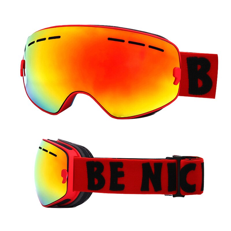 Kinderskibrillen met dubbele laag,  uv 400 anti-condens skibrillen, sneeuwskiën, snowboarden, skateboarden, skibrillen voor jongens, meisjes en tieners: Rood rood