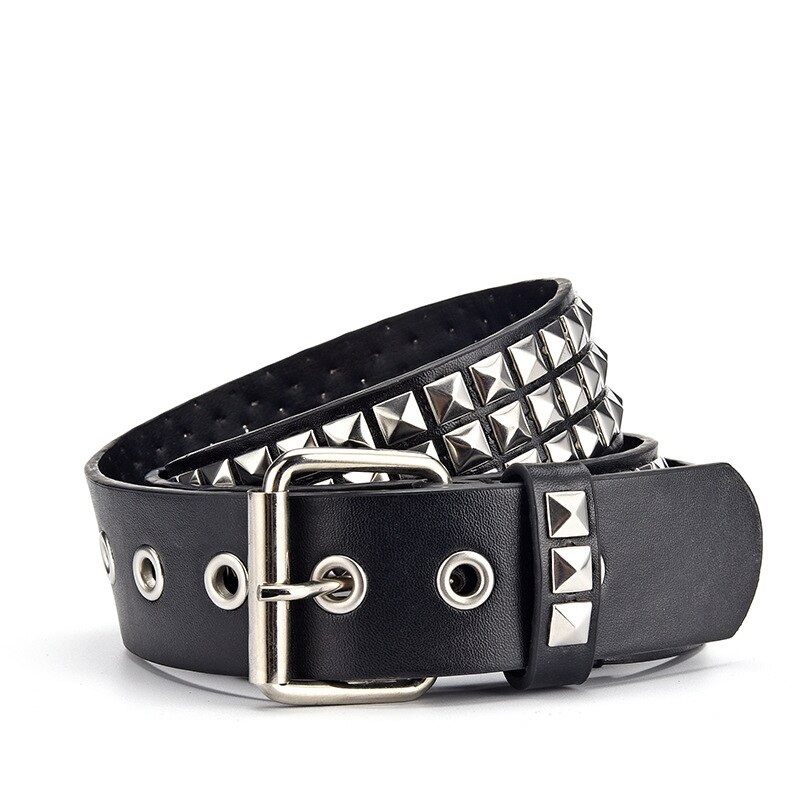 Square Beads Rivet Belt for Women Men Punk Rock With Pin Buckle Studded Belt for Dress Jeans Ceinture Femme