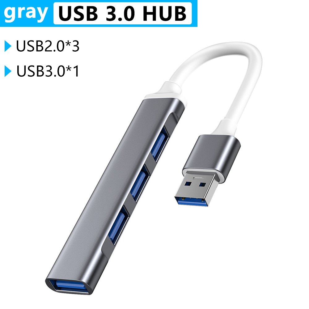 Tyyppi c usb c hub telakka 3.0 3.1 4 porttinen monijakaja sovitin otg lenovolle huawei xiaomi macbook pro 15 air pro tarvikkeet: Usb 3.0 harmaa