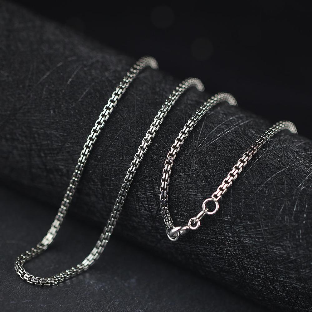 Bocai Effen S925 Sterling Zilveren Sieraden Thai Zilveren Handgemaakte Dames 2.0Mm Carve Dubbele Box Ketting 925 Zilveren Vrouw ketting