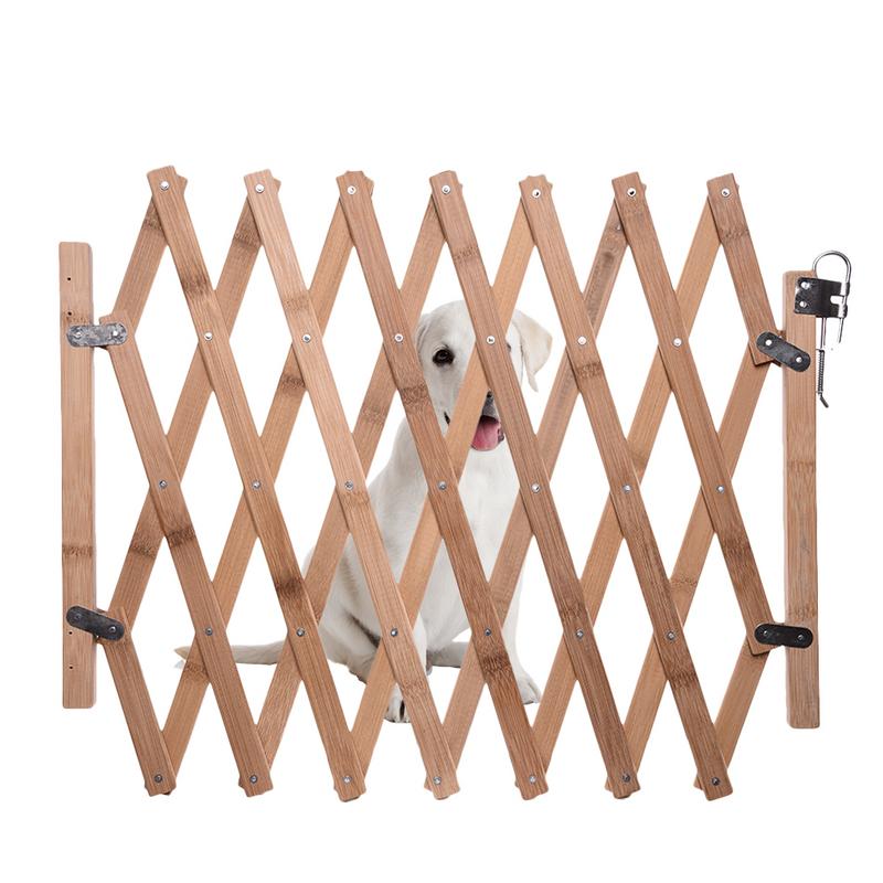 Protection extensible chien de compagnie porte clôture pour animaux de compagnie clôture en bois rétractable bébé sécurité porte réglable chien fournitures porte coulissante