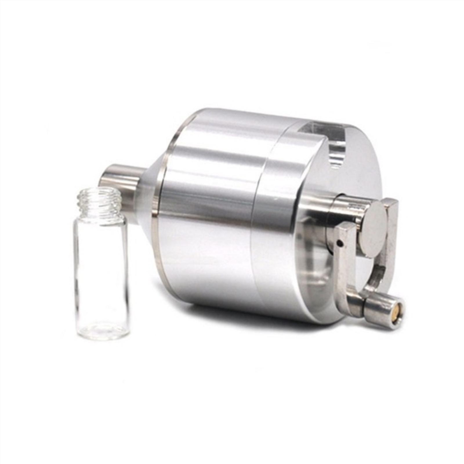 Trituradora de polvo metálico de aleación de aluminio molienda manual embudo con botella de vidrio tampón embudo trituradora de cigarrillos en miniatura de 44 mm / 56 mm de diámetro