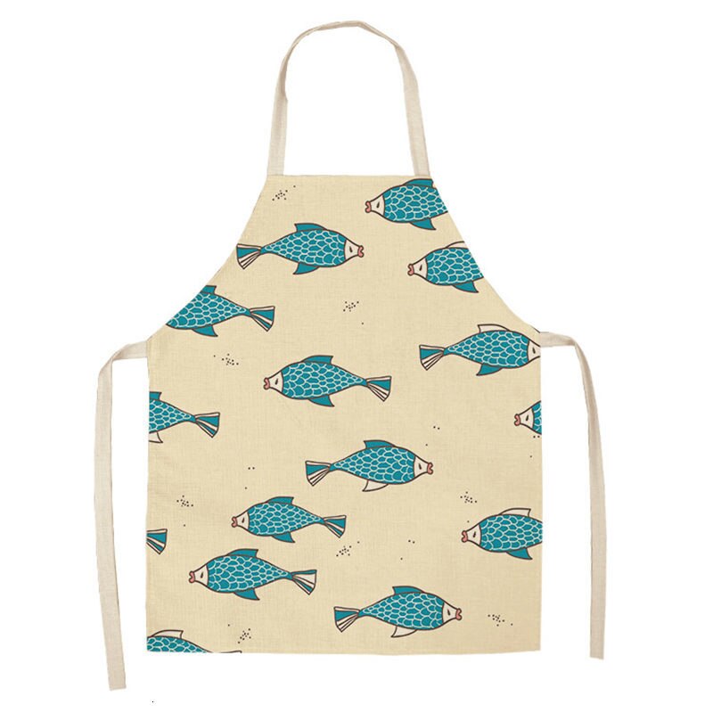 Tablier de cuisine en lin coton de Style marin | 1 pièce, 53*65cm pour femme, cuisson à domicile, cuisson café accessoires de nettoyage WQL0020: 2WQ-WQL0020-5