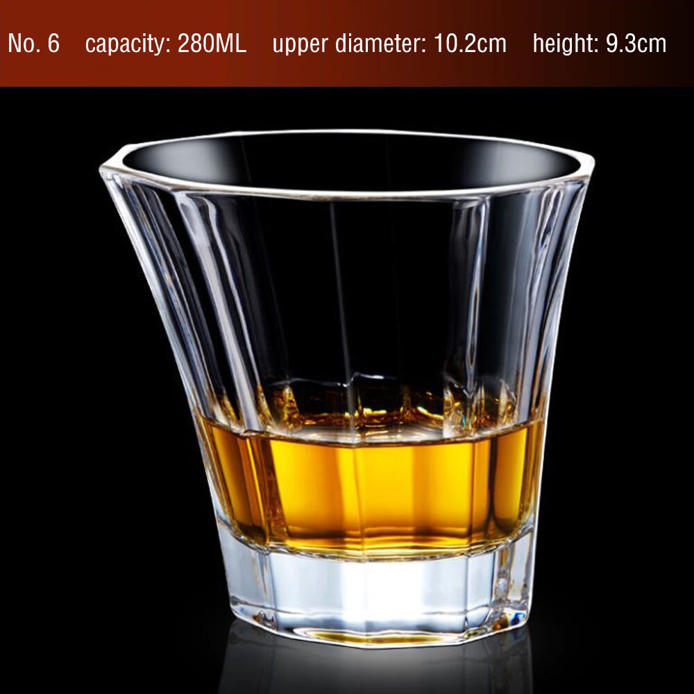 Transparent Whiskey Crystal Wine Glass Lead-free Heat Resistant Beer Brandy Vodka Containers Multi Pattern Drinkware Bar Bottle: F
