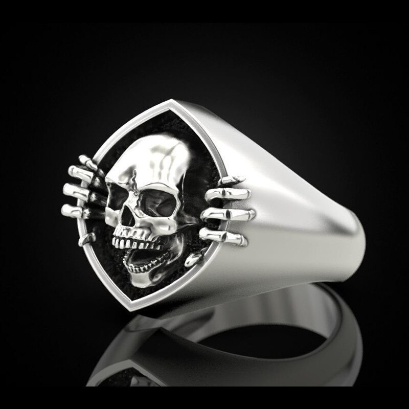 Hip-Hop Mannen Schedel Ringen Ghost Head Horror Skelet Skull Ring Gothic Punk Rock Biker Sieraden Accessoires