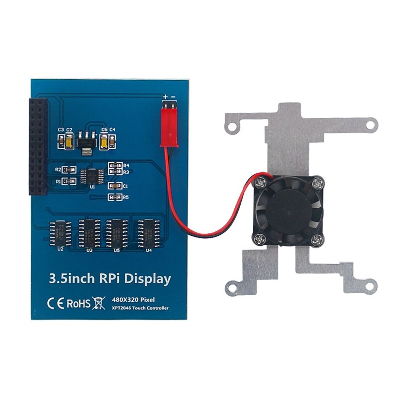 Fan Kühler mit Metall Halfter für Himbeere Pi 4B/3B + 3B 3,5-zoll berühren Bildschirm