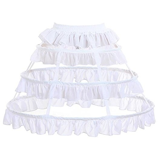 Women's Prom Dress Petticoat Crinoline One Size Birdcage Petticoat Sweet 3 Hoop Skirt: White / XL