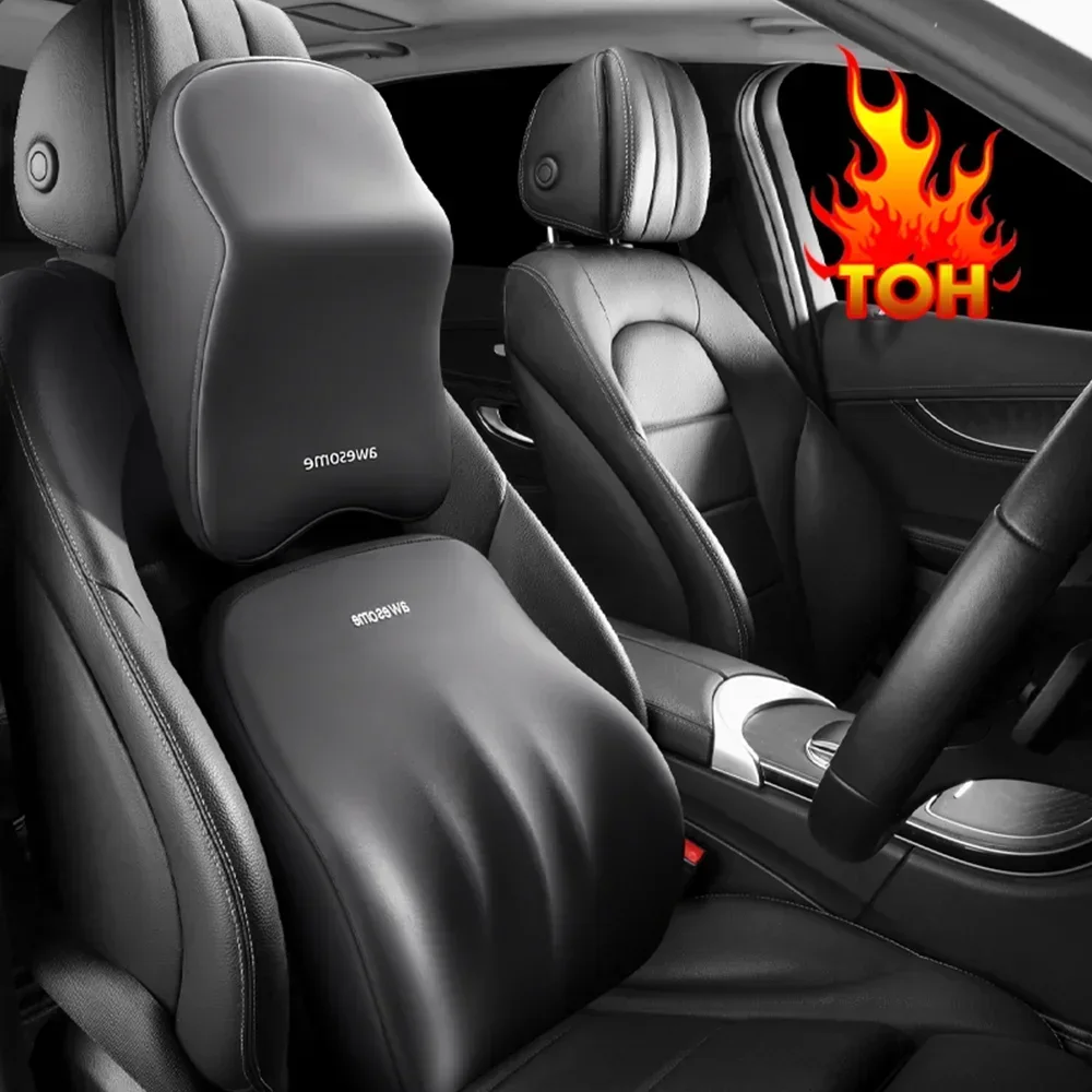 Reposacabezas de coche, almohada para el cuello, soporte lumbar, soporte lumbar, almohadilla lumbar montada en el coche, soporte lumbar, cojín de asiento de algodón con memoria