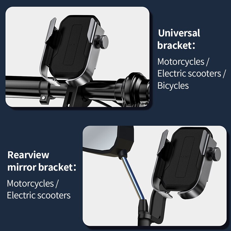 Baseus Motorcycle Bicycle Phone Holder 360° Rotation Alloy Moto Bike Stand Mount For Iphone 11 Max Samsung 4.7-6.5 Inch Phones