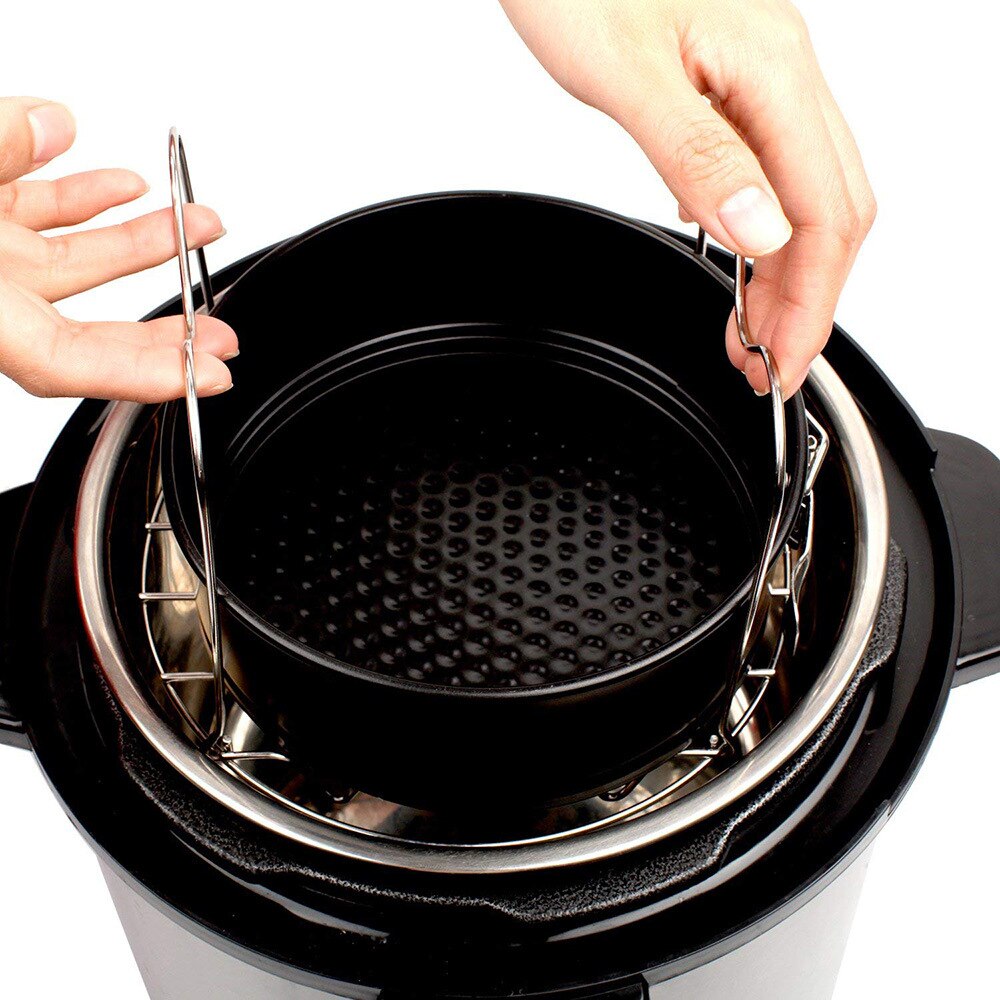 1Pcs Rvs Instant Pot Accessoires Stoomboot Thuis Keuken Kookgerei Ronde Met Siliconen Handvat Voedsel Stoomboot Voor Dumplings