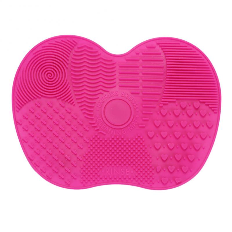 1pc siliconen make-up kwasten reinigingspads make-up waskwast gel reinigingsmat foundation make-up kwasten scrubber board tool: Rozerood